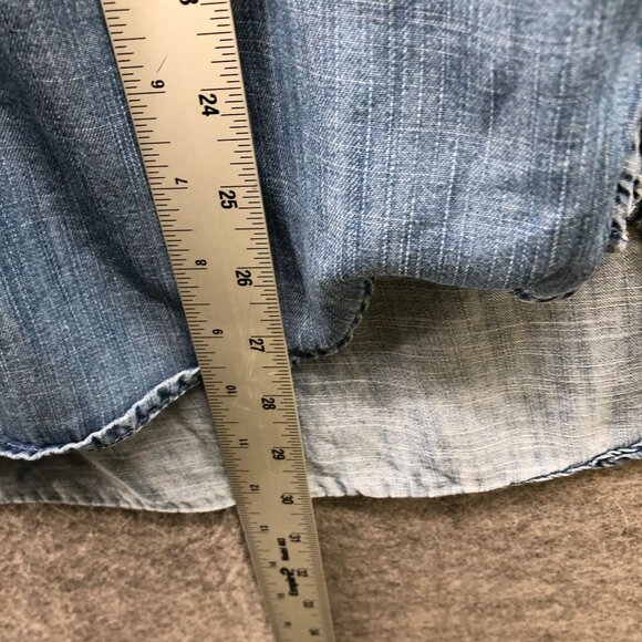 American Eagle Jegging Fit Popover Top Womens S Pintuck Chambray Lyocell - Picture 8 of 9